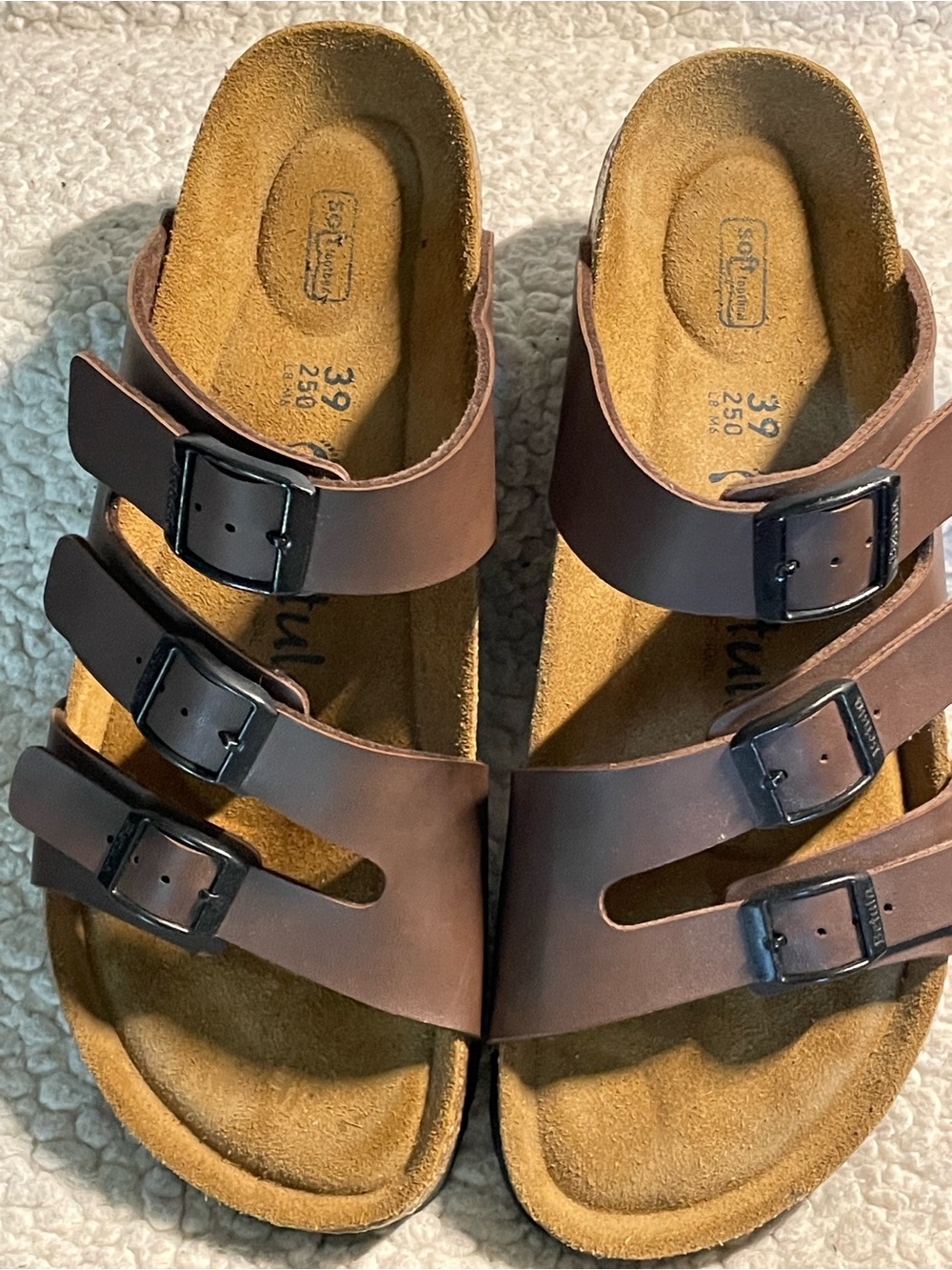 Betula Brown Triple-Buckle Cork Footbed Sandals - Picture 5 of 8